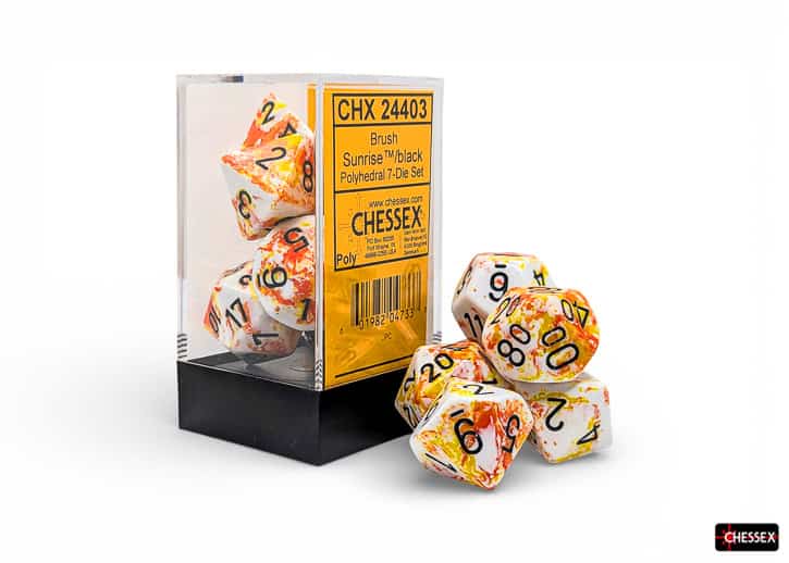 Chessex Brush Sunrise/Black 7-Die Set