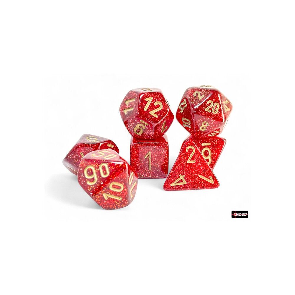 Chessex Glitter Mega-hedral Ruby/gold 7-Die Set