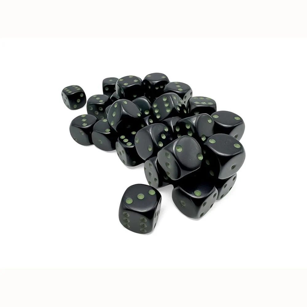 Chessex Opaque 12mm d6 Black/Green (36)