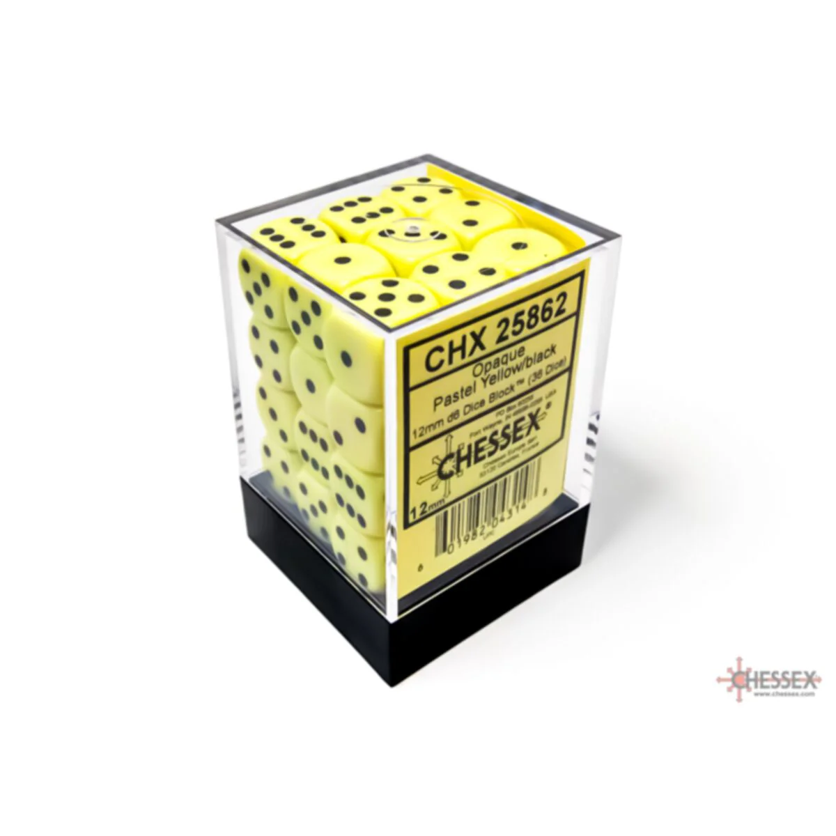 Chessex Opaque 12mm d6 Pastel Yellow/Black (36)