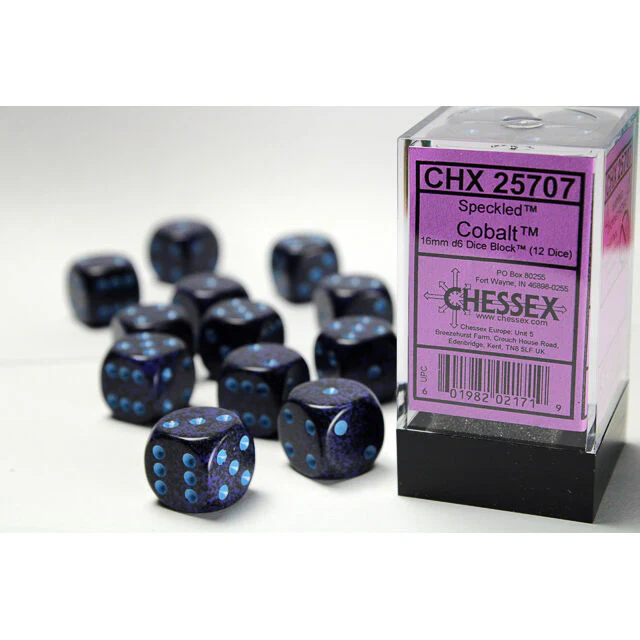 Chessex Speckled 16mm d6 Cobalt Block (12)
