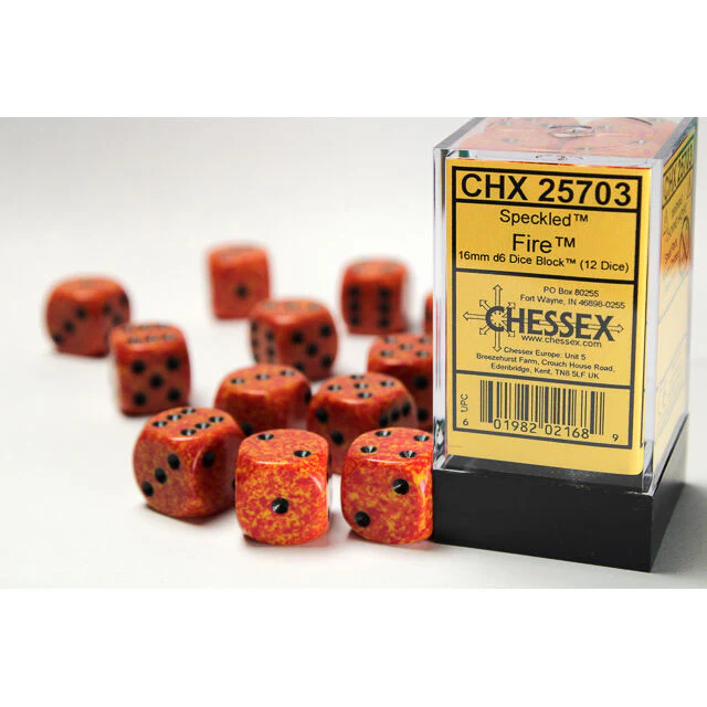 Chessex Speckled 16mm d6 Fire Block (12)