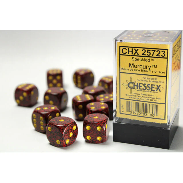 Chessex Speckled 16mm d6 Mercury Block (12)