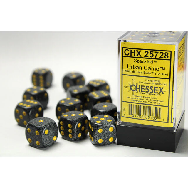 Chessex Speckled 16mm d6 Urban Camo Block (12)