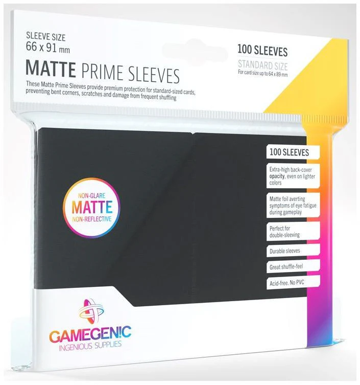 Gamegenic Matte Prime Card Sleeves Black (66mm  x 91mm) (100 Sleeves Per Pack)