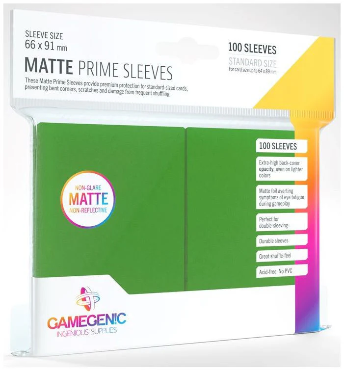 Gamegenic Matte Prime Card Sleeves Green (66mm  x 91mm) (100 Sleeves Per Pack)