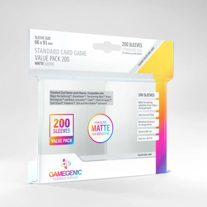 Gamegenic Matte Card Game Sleeves Value Pack - Standard Size (66mm x 91mm) (200 Sleeves per Pack)